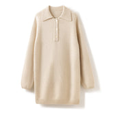 Mid-length POLO Collar Thickened  Pullover Cashmere Sweater